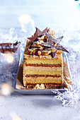 Christmas cake with praline-hazelnut cream