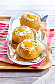 Small bread rolls filled with egg