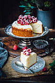 Eggless Vanilla cake with fresh raspberries