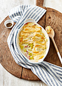 Tartiflette-style leek gratin