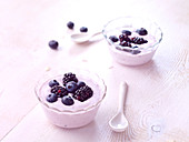 Quark with blueberries and blackberries