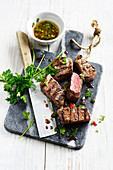 Marinated and grilled beef fillet