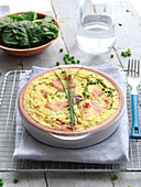 Quiche with smoked salmon and peas