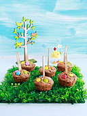 Easter muffins on sticks decorated with Smarties