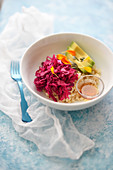 Red cabbage and avocado salad with quinoa