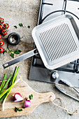 Grill pan on gas hob