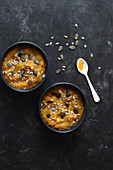 Pumpkin compote with sesame and pumpkin seeds
