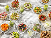 Various sweet and savoury bagels