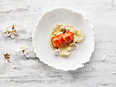 Lobster on cabbage leaf