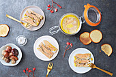 Foie gras terrine with mushrooms in a glass jar