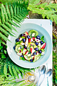 Fruit salad with nectarine, kiwi and blueberries