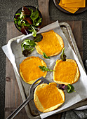Cloud Bread topped with cheddar cheese