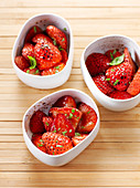 Seared strawberries with basil