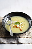 Cream of parsnip soup with haddock