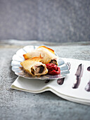 Chicken in brick pastry with tapenade
