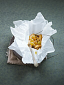 Foie gras with grapes en papillote