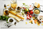 Ingredients to prepare pasta dishes