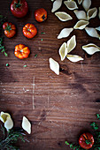 Conchiglioni pasta, tomatoes and herbs