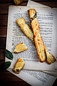 Puff pastry sticks with cheese and poppy seeds