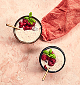 Peach and raspberry frozen yoghurt