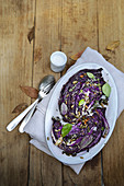 Red cabbage roasted with garlic and herbs