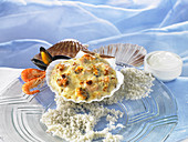 Seafood scallops au gratin