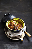 Quail cocotte with pineau sauce and sultanas