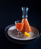 Carrot juice with orange and grapes
