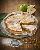 Covered apple pie with sultanas