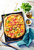Tomato tart with colourful heirloom tomatoes