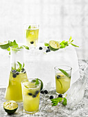 Lemonade made from matcha, lime and coconut water