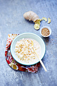 Coconut milk rice with ginger and sesame, Cambodian specialty