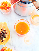 Papaya, carrot and orange juice