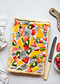 Rectangular and geometric fruit tart