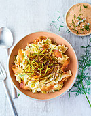 Pasta with salmon and leeks