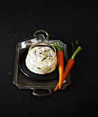 Cottage cheese with chives and carrots