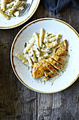 Chicken breast with penne in creamy tarragon sauce