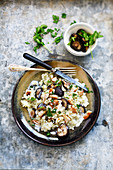 Risotto with chicken and shiitakes