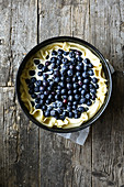 Blueberry cheesecake before baking