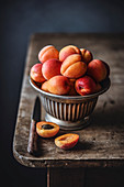 Cup of ripe apricots