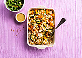 Rice with squash, zucchini and feta cheese