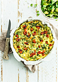 Ricotta pie with endives, spinach and tomatoes