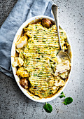 Fish Parmentier with Cauliflower and Artichoke