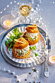 Crab and avocado fancy choux buns