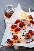 Shrimp and chorizo brochettes