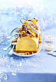 Exotic fruit ice cream log cake