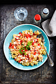 Pasta with feta,tomatoes and olives