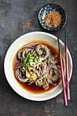 Soba noodles with sesame and spring onions