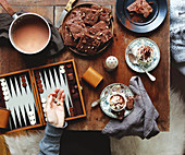 Teatime ambiance on a table with Backgammon
