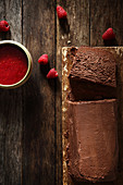 Chocolate fondant with raspberry coulis